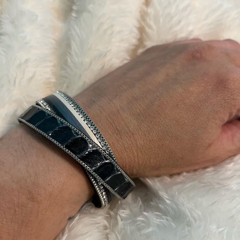 Black, white, silver, & gray bracelet
